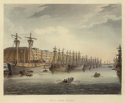 West India Docks by Pugin and Rowlandson